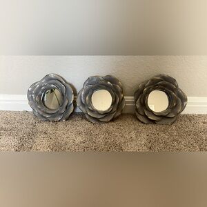 Elegant Gray and Gold Floral Wall Mirror